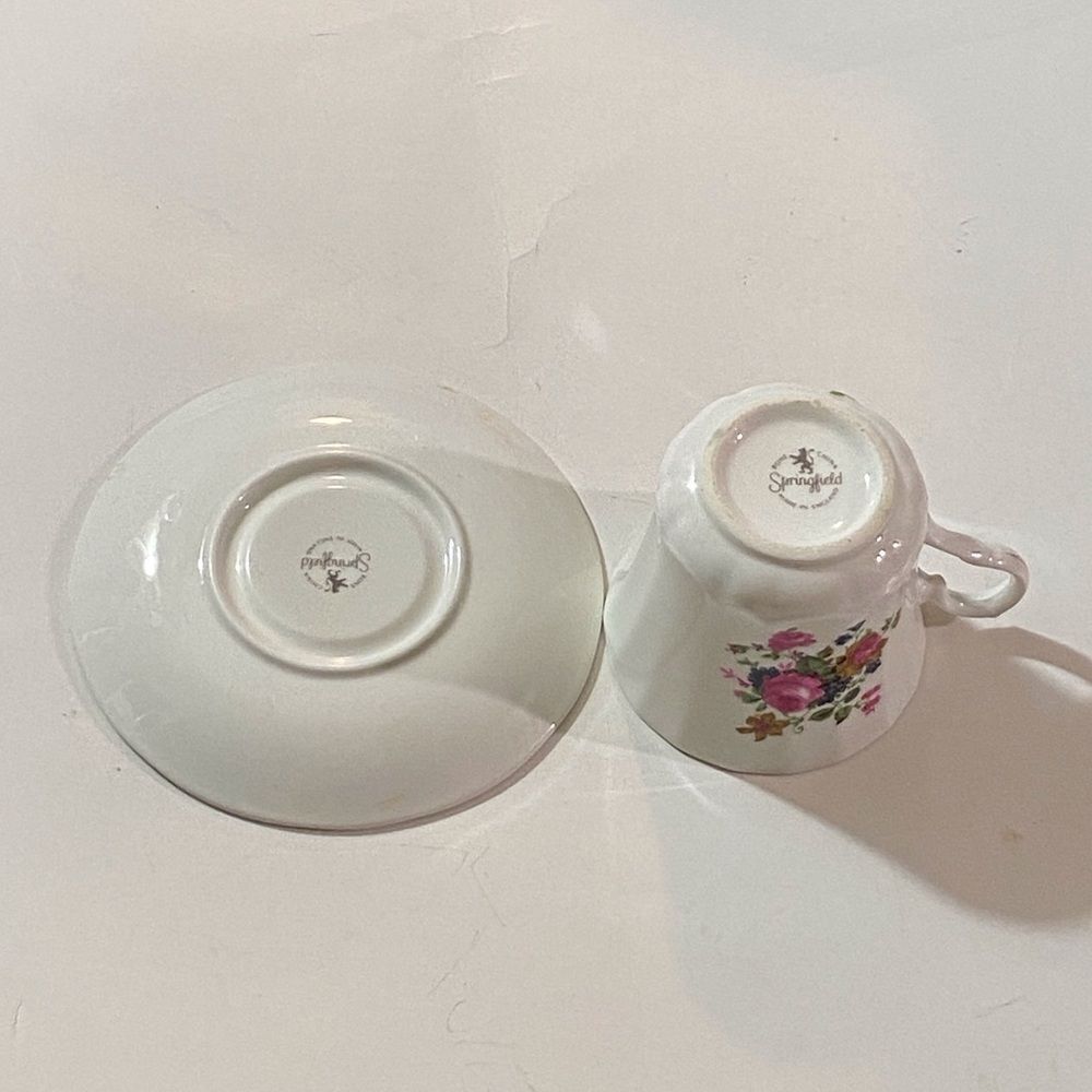 VTG, Springfield White Ceramic Tea Cup Plate Set - Picture 7 of 10